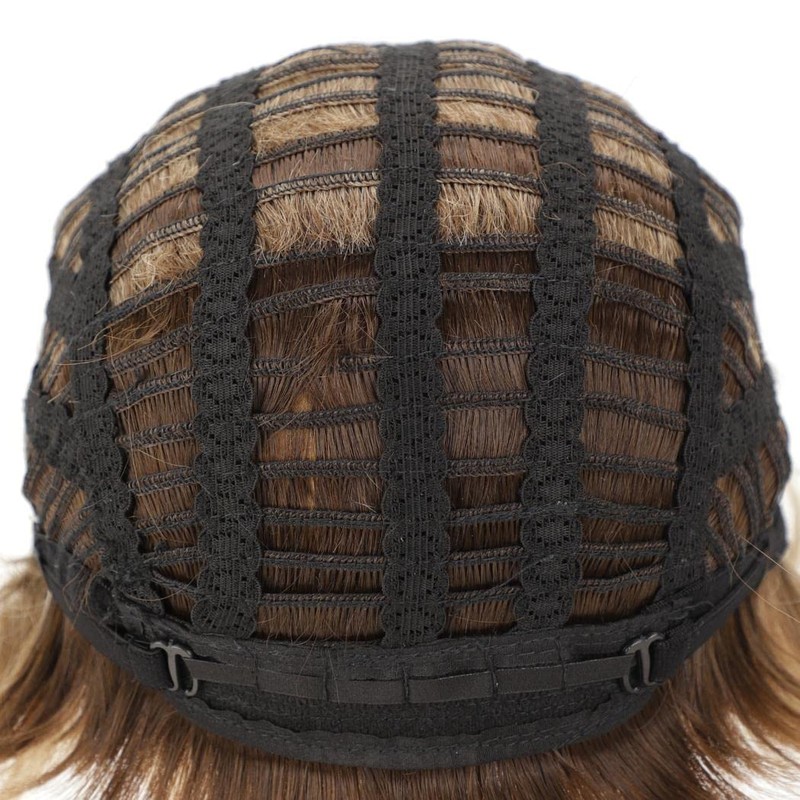 AIYLMZ Short Fluffy Blonde Wigs for Women, Brown Bob Wig