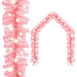 TREATLIFE HOME Christmas Garland with LED Lights, 33 ft Long, Pink Color, Versatile Indoor Holiday Decoration