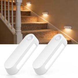 Fuligent Motion Sensor Night Light, 1800mAh Rechargeable Battery Operated Step Lights, 3000K Warm White Wireless Under Cabinet Lighting for Stairs, Hallway, Closet, Bedroom, Kitchen, Cruise(2 Pack)