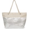 styleBREAKER 02012404 Women's Beach Bag with Metallic Zigzag Zag Pattern,