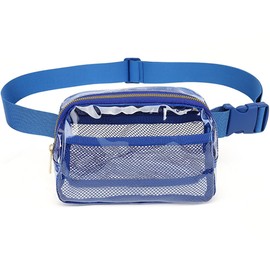 Clear Fanny Pack For Women, Fashion Waist Packs Clear Plastic Bag With Adjustable Belt For Beach Cycling Concert Outdoors Blue