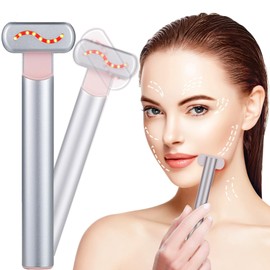 MDIBZCA Face Massager Against Wrinkles, 4-in-1 Face Massager with Heat, EMS Face Massager for Skin Tightening & Lifting, Double Chin Remover Device for Women