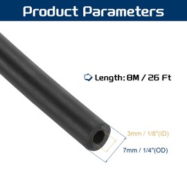 PATIKIL 26 Ft(8M) Rubber Tubing, 1/8"(3mm) ID x 1/4"(7mm) OD Sling Shot Rubber Tubing Natural Latex Rubber Tubing for Exercise Stretching Laboratory Home Hose, Black