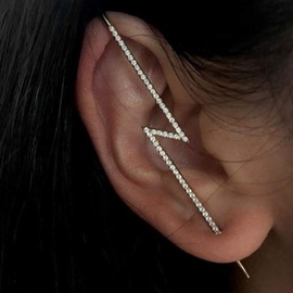 Ear Crawler Earrings for Women Ear Cuff Earrings Helix Hook Earrings Ear Wrap Earrings Snowflake Rhinestone Lightning Bolt Pierced Clip Earrings Trendy Jewelry for Women 2024