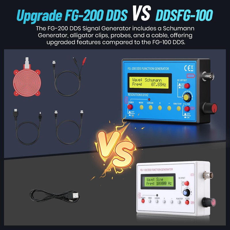 1Hz-500kHz DDS Signal Generator with Schumann Resonator, Portable Multifunction Waveform