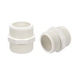sourcing map PVC Pipe Fitting Hex Nipple G1-1/4 X G1-1/4 Male Thread Adapter Connector 2pcs
