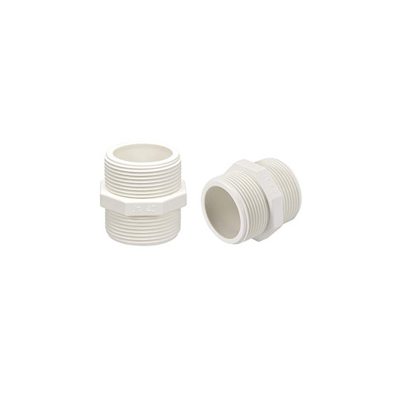 sourcing map PVC Pipe Fitting Hex Nipple G1-1/4 X G1-1/4