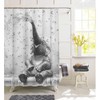 African Elephant Shower Curtain Funny Elephant Taking Shower Bathroom Curtain