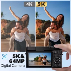 NBD 5K Digital Camera 18X 64MP Autofocus Compact Video Camera for YouTube Vlogging