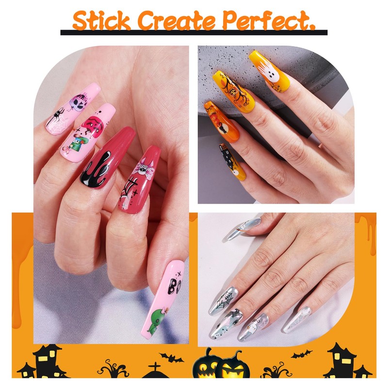 Halloween Nail Art Stickers Decals - 6 Sheets Pumpkin Ghost