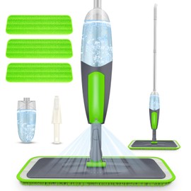 Spray Mop, ILAVCOOL Floor Mops for Floor Cleaning with 3 Reusable Microfiber Pads & 550ML Refillable Bottle Wet Dry Use for Hardwood Laminate Tile Wood Cleaner