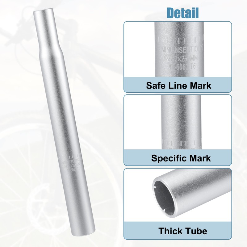 X AUTOHAUX 27.2x250mm Bicycle Seat Post Seat Tube with Scale