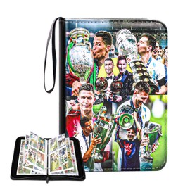 DGMI Football Trading Cards Album 50 Pages 400 Cards Trading Cards Album Football Cards Scrapbook Football Collector Album Cards with Zip for Storing Trading Cards