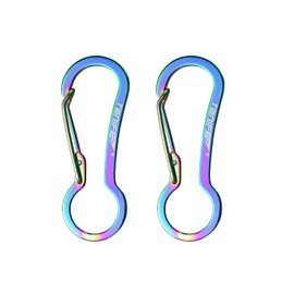 TONIFE Carabiner, Carabiner Hook Made of High-Quality Stainless Steel for Carabiner Hook Key Chain, Snap Buckle Spring Backpack Clasps (MT2802 Rainbow Titanium x 2)