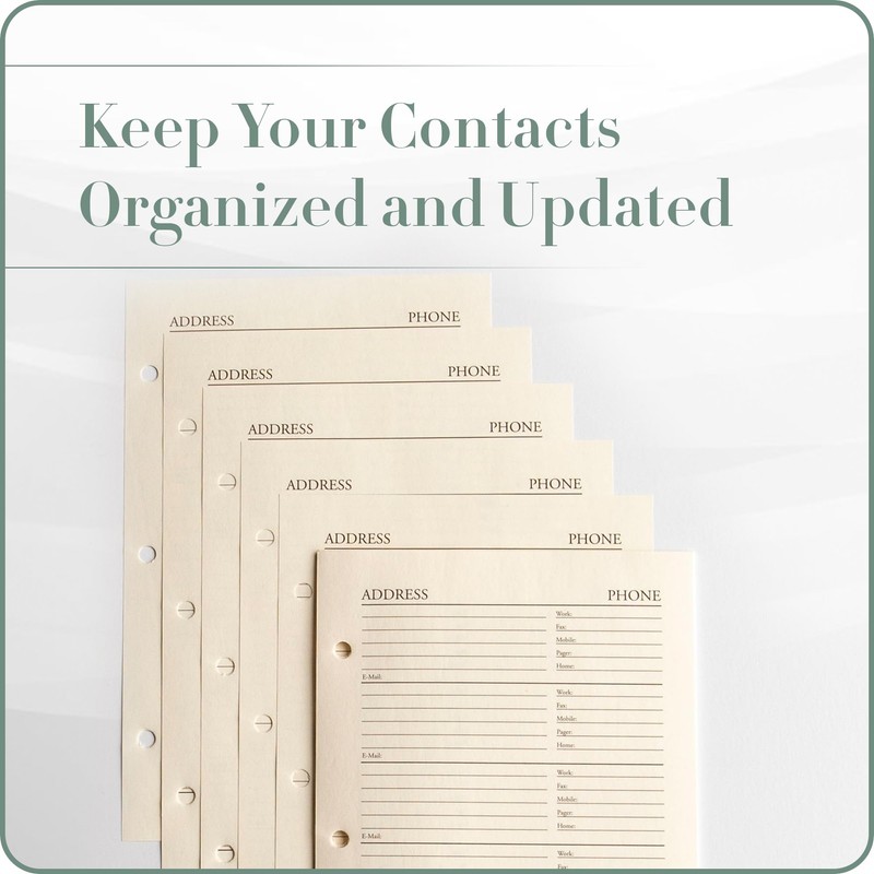 Gallery Leather Address Book Refill Replacement Pages - 3 Ring