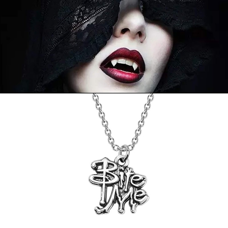 CHOORO Bite Me Charm Collar/Pendientes Bite Me Vampiro Charm Joyería
