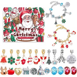 Advent Calendar 2024 Charm Bracelets Making Kit for Kids Christmas Countdown Calendars for Girls Xmas Gifts 22 Charm Beads Gold and Silver Bracelets For Teens Adult