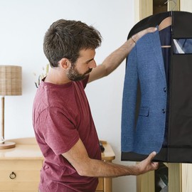Suit Covers for Men,2 PCS Suit Bags Foldable Dress Bag Dust-Proof Clothes Covers Washable Garment Bags Reusable Clothes Covers for Suit Coat Jacket Home Clothes Wardrobe Storage
