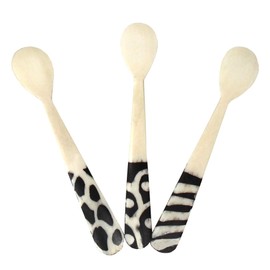 Global Crafts KNB004-S3 - Handmade Bone Appetizer Spoon Set - 3-Piece Small Bone Spoon Set