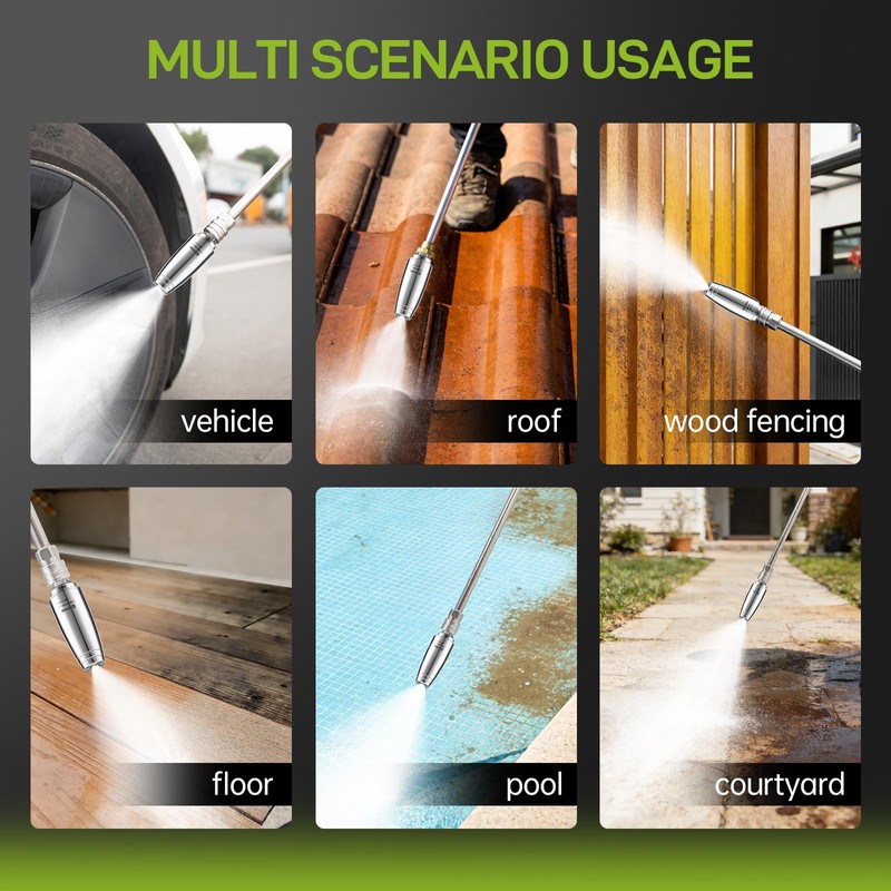 Stainless Steel Turbo Nozzle Pressure Washer 4000 PSI, 360° Rotating