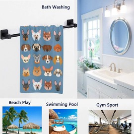 Naanle Cute Small Dog Pattern Soft Guest Hand Towel for Bathroom, Hotel, Gym and Spa (16 x 30 Inches)