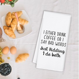 OSLYSOF Funny Coffee Gift Kitchen Towels, Funny Dish Towels for Kitchen, Coffee Themed Gifts, Barista Towels, Coffees Bar Decorative, 16x24 Inch