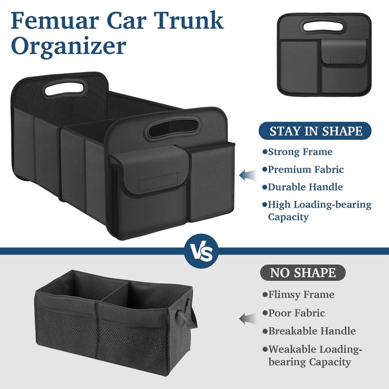Femuar Car Trunk Organizer, Car Storage Organizer with Large Capacity