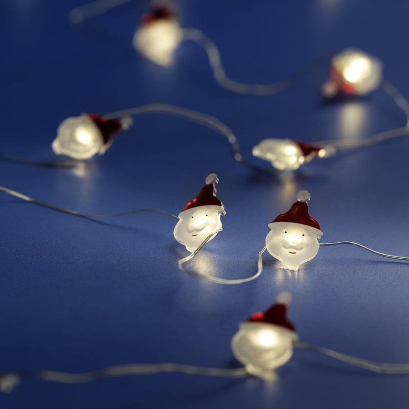 Lumineo 20 Micro-LED Warm White Santa Lights on Silver Wire,