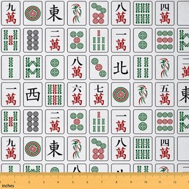 Homemissing Chinese Game Fabric by The Yard 1 Yard (L92*W150cm) Mahjong Upholstery Fabric for Chairs for Luxury Game Playing Waterproof Outdoor Fabric Travel Reupholstery Fabric Decor