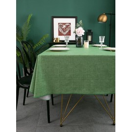 Pioggia Vinyl Tablecloth with Flannel Backing Square Waterproof Oil-Proof Plastic Table Cloth Wipeable PVC Table Cover for Indoor and Outdoor (Dark Green, 60 x 60 Inch)