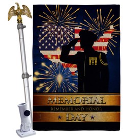 Breeze Decor Honor Patriotic Burlap House Flag Eagle Set Memorial Day Armed Forces Military Veteran United State American Decoration Banner Small Garden Yard Gift Double-Sided, Made in USA