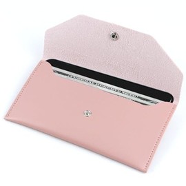 1 Pieces Cash Envelope Wallet, Pink PU Leatherbudget Planner with Cash Envelopes, Reusable Envelopes Cash Dividers for Wallets with Cash Envelope Tab Stickers for Bill Planner