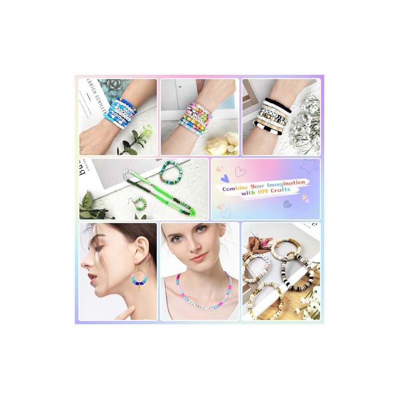 Clay Beads, 3000Pcs White and Blue Clay Heishi Beads for