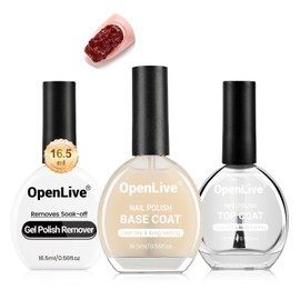 OpenLive 3PCS 16.5ml Quick Dry Base and Top Coat Nail Polish and Gel Remover Set, Base and Top Coat No U V Lamp Curing, Gel Polish Remover for Quick and Easy Removal At Home