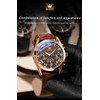 OLEVS Men Watch Leather Strap Moon Phase Casual Classic Analog