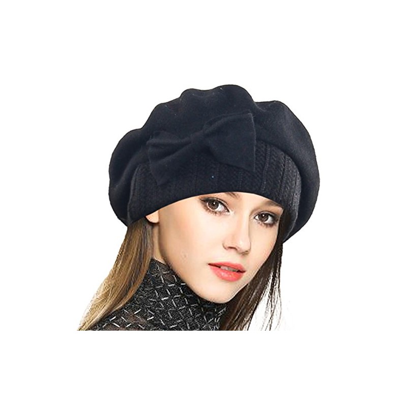VECRY Lady French Beret 100% Wool Beret Floral Dress Beanie
