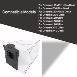 15Pcs Dust Bags Compatible with Dreame X30 Ultra/X40 Ultra/L10s Ultra/L20 Ultra/L10s Pro Ultra/L30 Ultra/L40 Ultra Robot Vacuum Auto-Emptying Bags.Sweeping robot garbage bag.Sweeping robot dust bag