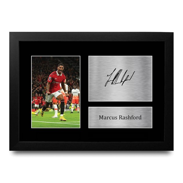 HWC Trading FR Marcus Rashford Gift Signed FRAMED A4 Printed