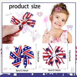 24 Pcs 4th of July Hair Bows Clips Patriotic Alligator Bow Hair Accessories Independence Day Red White Blue Boutique Hair Clip America Star USA Flag Bowknot Hairpins Barrette for Girls