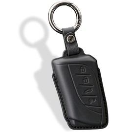 Jinmanyuan Compatible with Lexus Key Fob Cover Leather with Keychain Black Protector for 2024 ES350 2025 ES300h UX200 LS500 LS500H LC500 LC500h