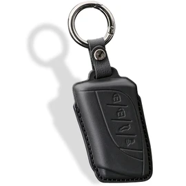 Jinmanyuan Compatible with Lexus Key Fob Cover Leather with Keychain Black Protector for 2024 ES350 2025 ES300h UX200 LS500 LS500H LC500 LC500h