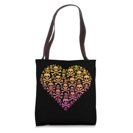 Colorful Cute Hearts Shape Silhouette Lover - Skull Tote Bag