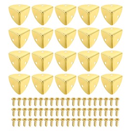 uxcell 20 Pcs Metal Edge Guard, 23mm Decorative Box Corner Cover, Furniture Corner Edges Protector with Mounting Screws, Gold