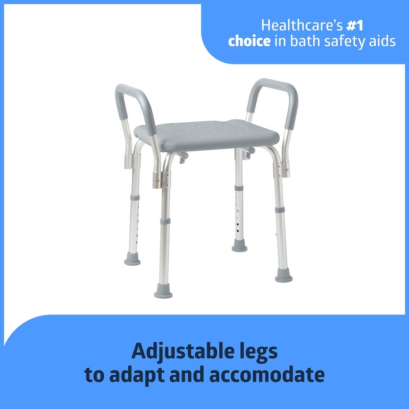 Medline Backless Shower Chair with Arms - 350 lb. capacity,