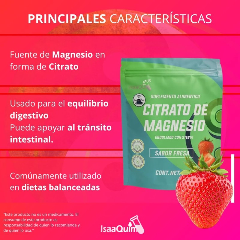 Citrato de Magnesio con sabor fresa 500 gr