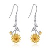 Sunflower Earrings 925 Sterling Silver Gold Sunflower Dangle Earrings Sunflower