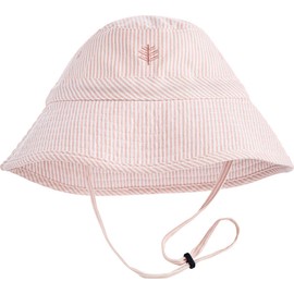 Coolibar UPF 50+ Kid's Taylor Chin Strap Hat - Sun Protective (Large/X-Large- Light Pink Picnic Stripe)
