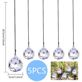 Seasboes Pack of 5 Sun Catcher Crystal, Sun Catcher Window Decoration, Prism Crystal Decorative Pendant, Crystal Rainbow Suncatcher, Window Decoration, Glass Prism for Home, Office, Garden Decoration