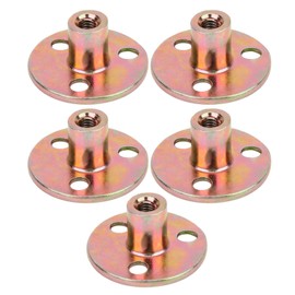 Hilitand 5 Pcs T Nut Flange Nut T Nut 3 Hole Galvanized Iron, Furniture Fixing Tee Round Base Nut with Round Base (M8)