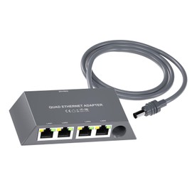 GOWENIC 4 Ports Ethernet Adapter, Gigabit Multi Ports Satellite Ethernet Splitter for Wired External Network, with Plug and Play Design for Work Entertainment Smart Home